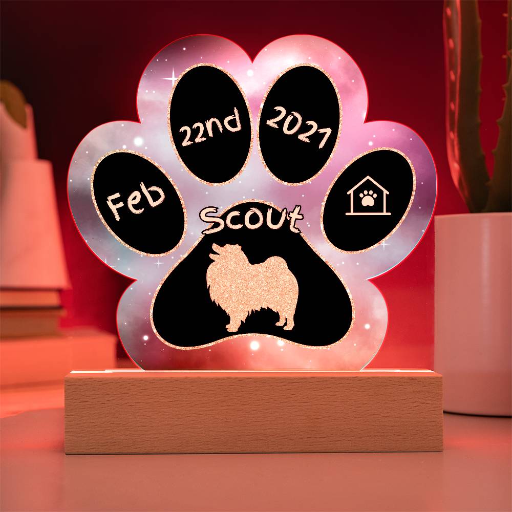Keeshond - Personalized Dog Gotcha Day 7" Acrylic Paw Print Plaque