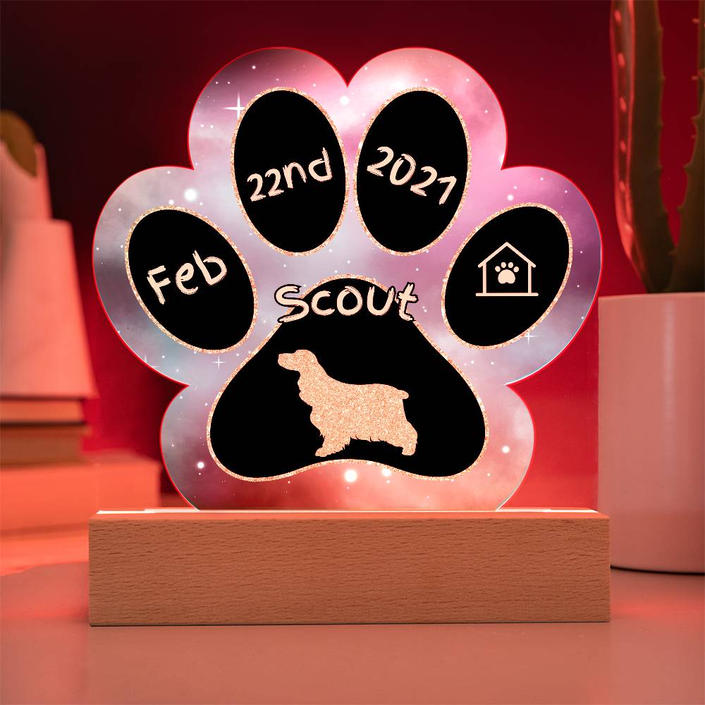 Cocker Spaniel - Personalized Dog Gotcha Day 7" Acrylic Paw Print Plaque