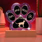 Sphynx cat personalized 7 inch Gotcha Day paw print acrylic plaque