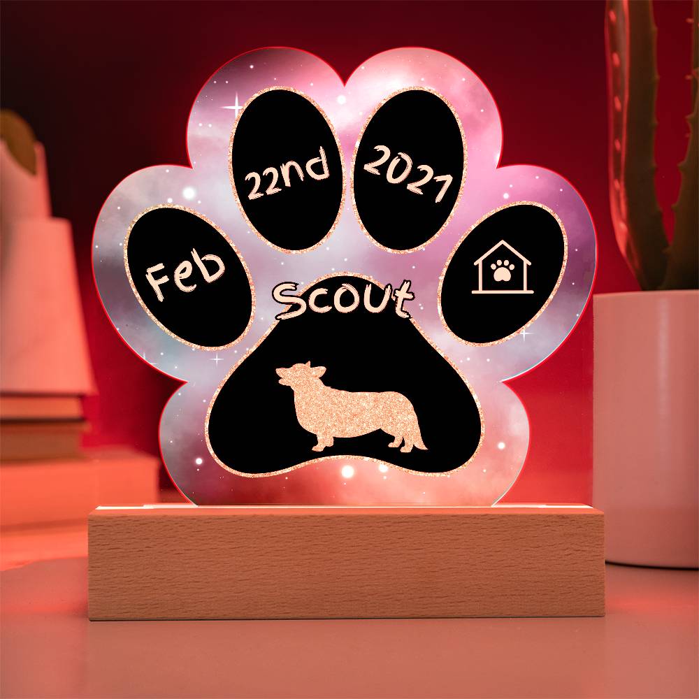 Pembroke Welsh Corgi - Personalized Dog Gotcha Day 7" Acrylic Paw Print Plaque