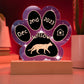 Savannah cat 7 inch personalized Gotcha Day paw print acrylic plaque