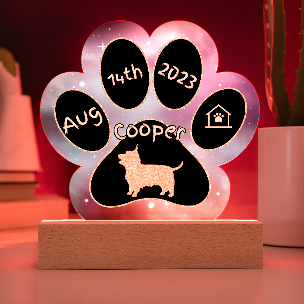 7" Acrylic Paw Print Plaque - Silky Terrier - Personalized Small Dog Gift for Terrier Lovers