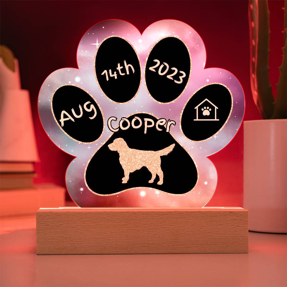 Gordon Setter - Personalized Dog Gotcha Day 7" Acrylic Paw Print Plaque