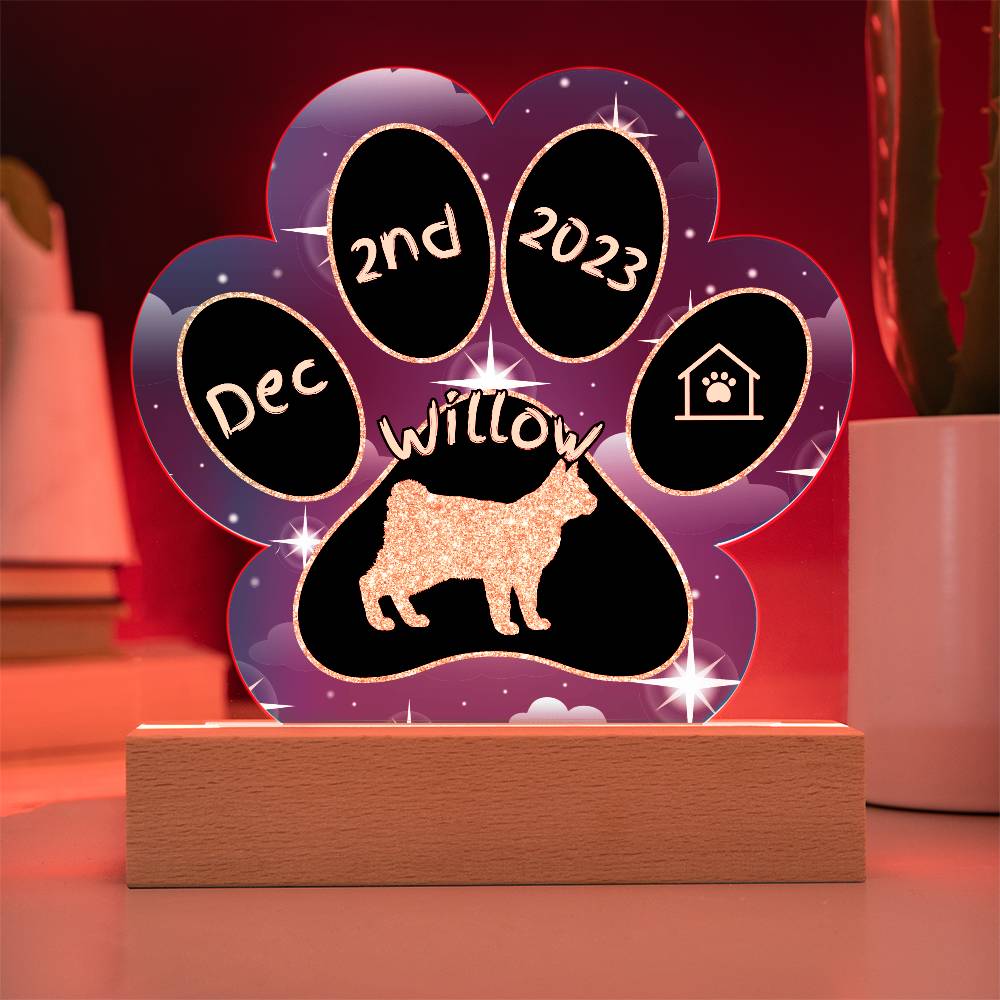 American Bobtail cat 7 inch acrylic Gotcha Day plaque with custom paw print