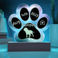 Mastiff - Personalized Dog Gotcha Day 7" Acrylic Paw Print Plaque