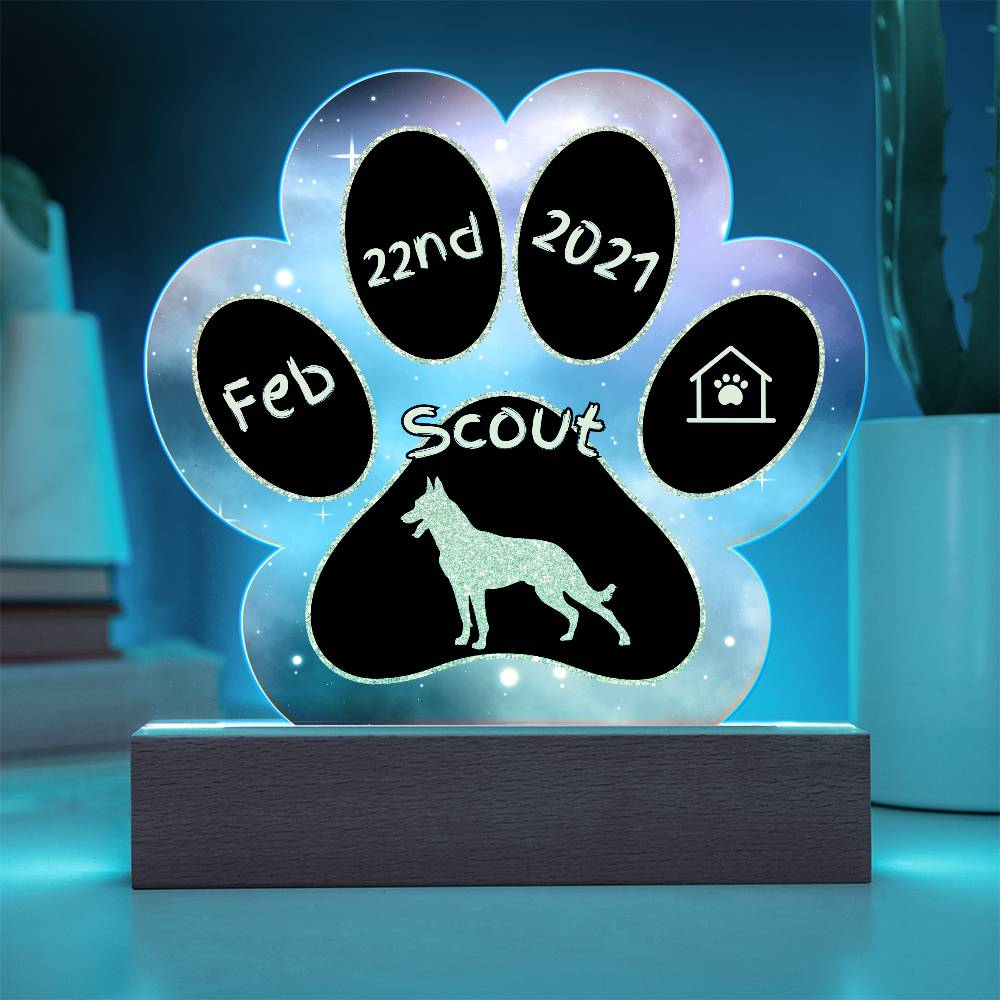 Belgian Malinois - Personalized Dog Gotcha Day 7" Acrylic Paw Print Plaque