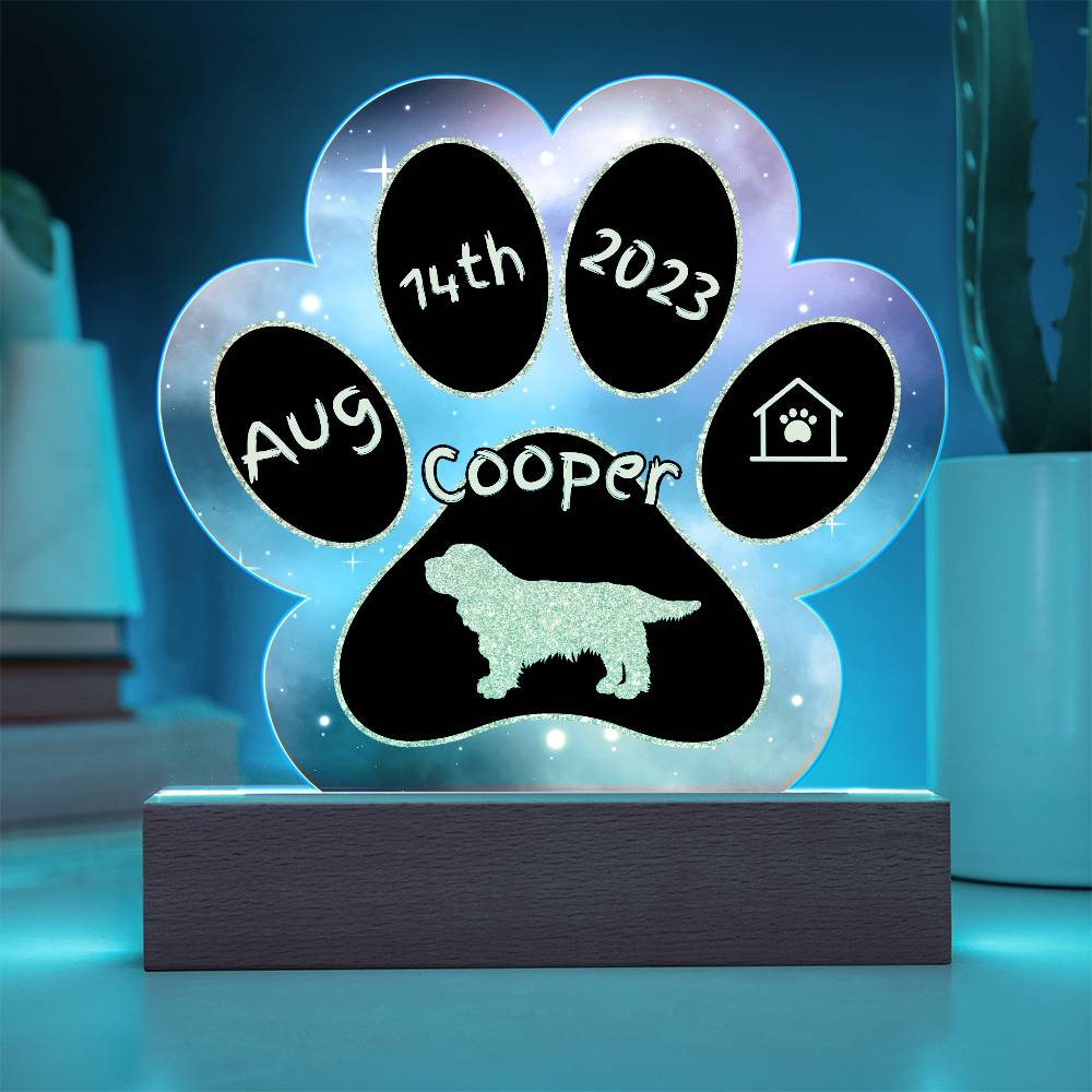 Sussex Spaniel - Personalized Dog Gotcha Day 7" Acrylic Paw Print Plaque