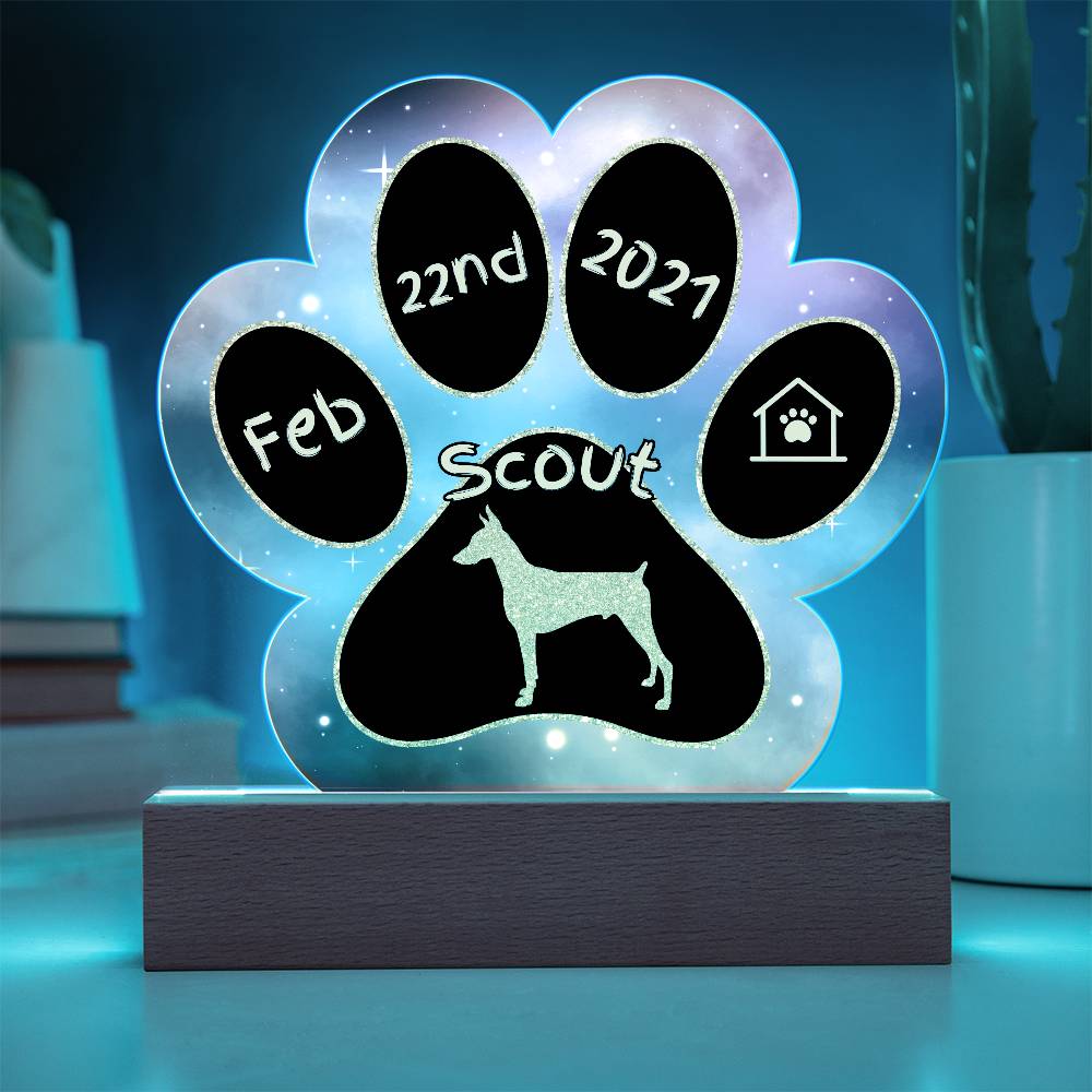 Doberman - Personalized Dog Gotcha Day 7" Acrylic Paw Print Plaque