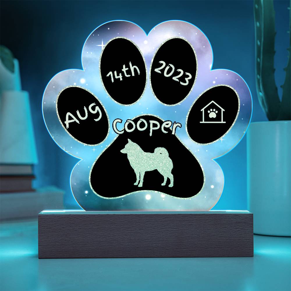 Schipperke - Personalized Dog Gotcha Day 7" Acrylic Paw Print Plaque