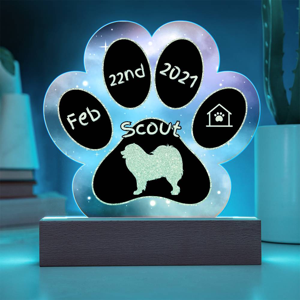 Samoyed - Personalized Dog Gotcha Day 7" Acrylic Paw Print Plaque