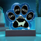 7" Acrylic Paw Print Plaque - Nebelung Cat Custom Gotcha Day Gift Keepsake