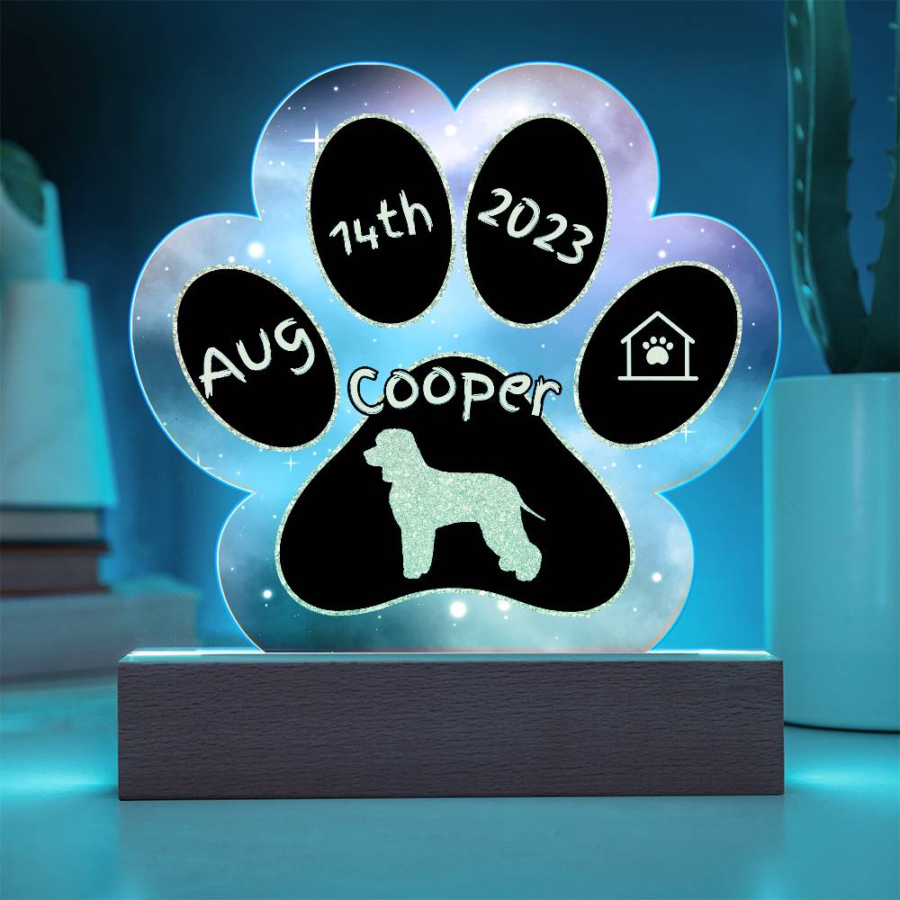 Irish Water Spaniel - Personalized Dog Gotcha Day 7" Acrylic Paw Print Plaque