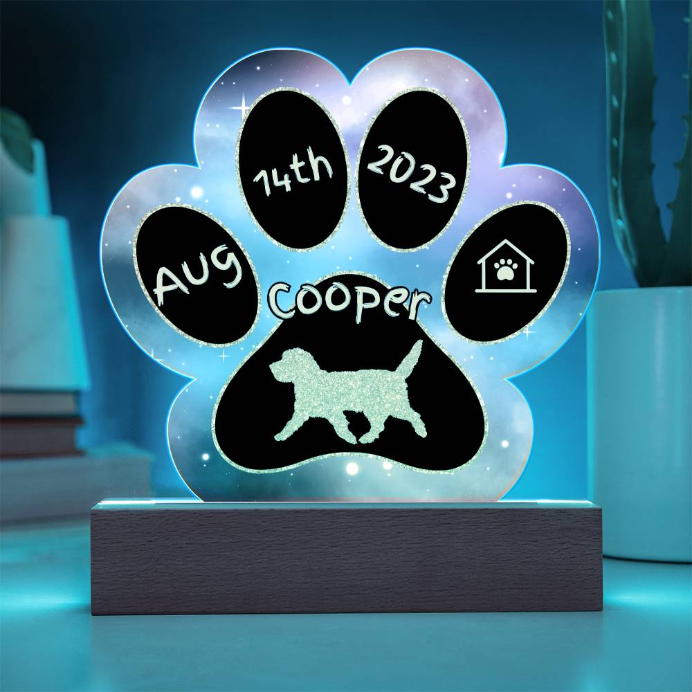 7" Acrylic Paw Print Plaque - Grand Basset Griffon Vendéen Personalized Dog Gotcha Day Gift - Gotcha Day Breed Display