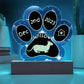 7" Acrylic Paw Print Plaque - Minskin Cat Personalized Gotcha Day Keepsake