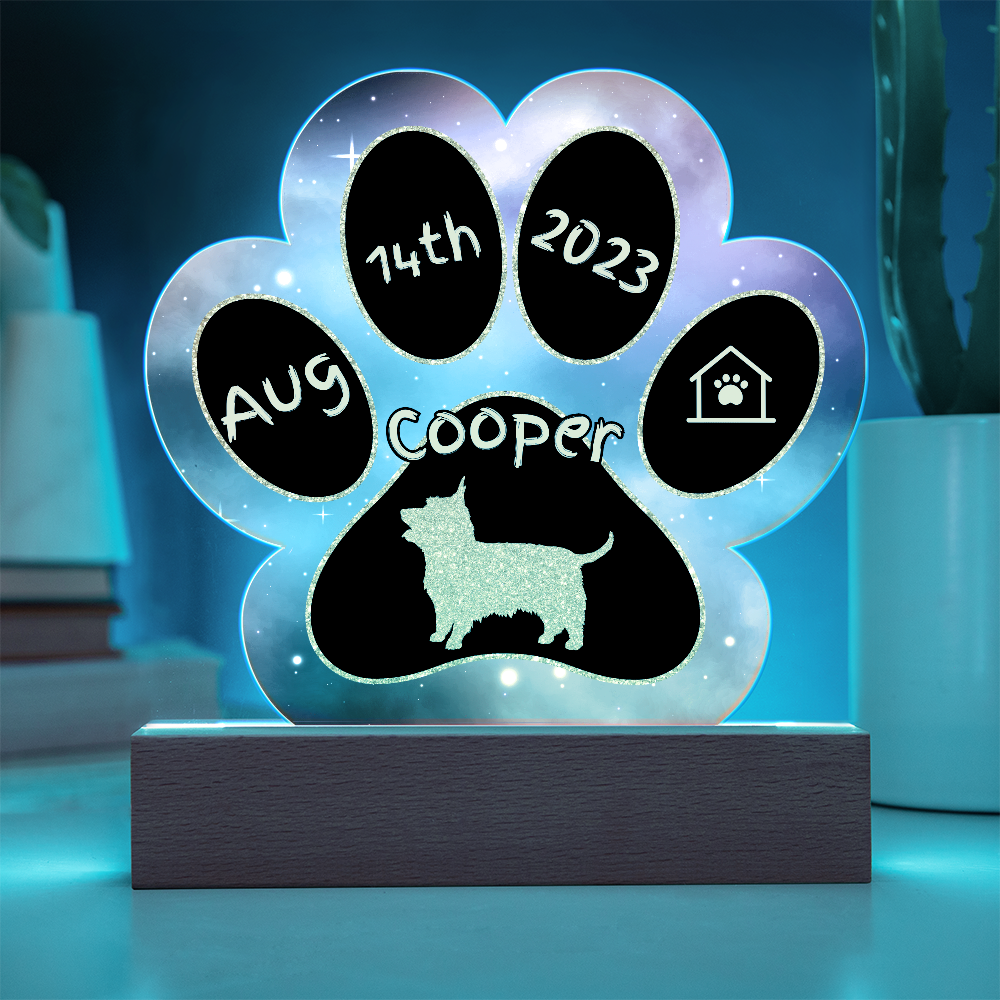 7" Acrylic Paw Print Plaque - Silky Terrier - Personalized Small Dog Gift for Terrier Lovers