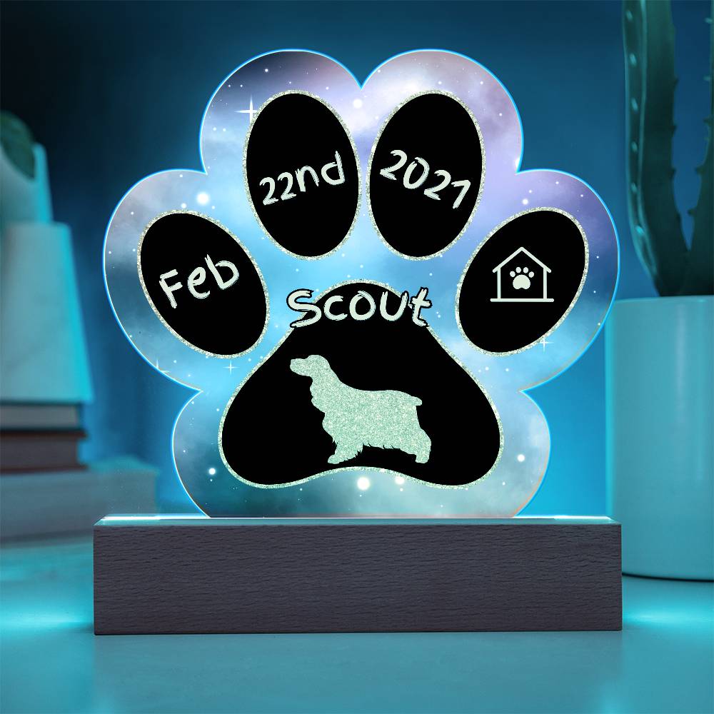 Cocker Spaniel - Personalized Dog Gotcha Day 7" Acrylic Paw Print Plaque