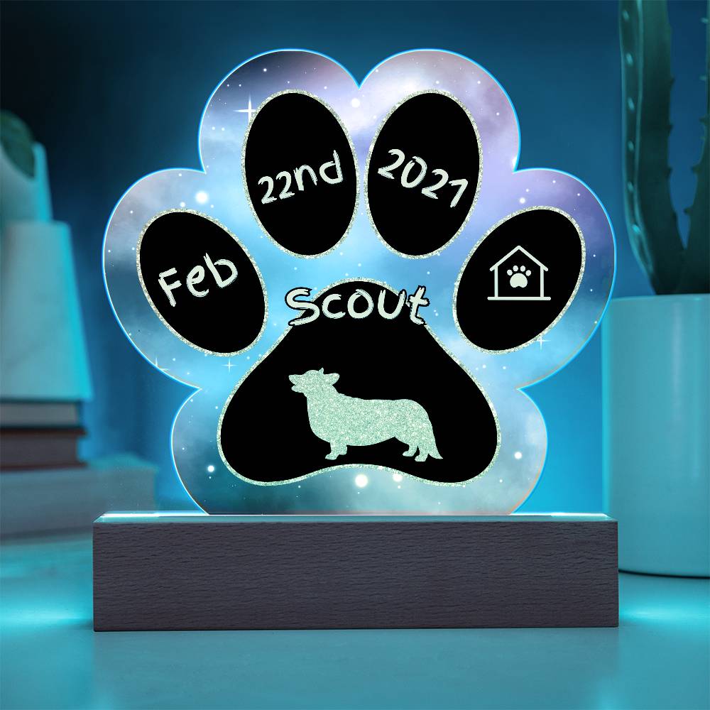 Pembroke Welsh Corgi - Personalized Dog Gotcha Day 7" Acrylic Paw Print Plaque