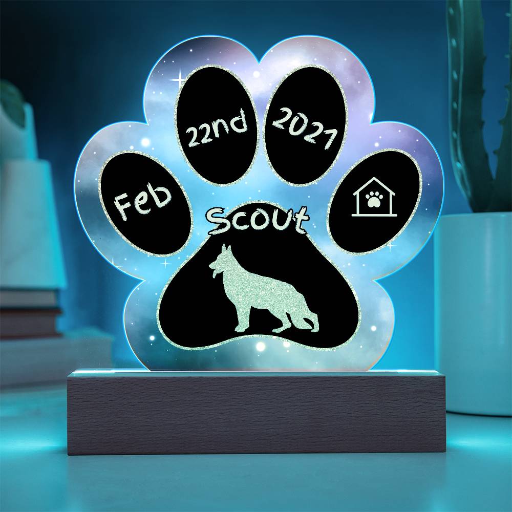 German Shepherd - Personalized Dog Gotcha Day 7" Acrylic Paw Print Plaque