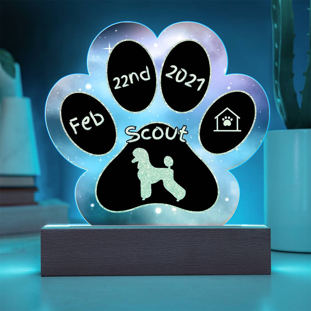 Poodle - Personalized Dog Gotcha Day 7" Acrylic Paw Print Plaque