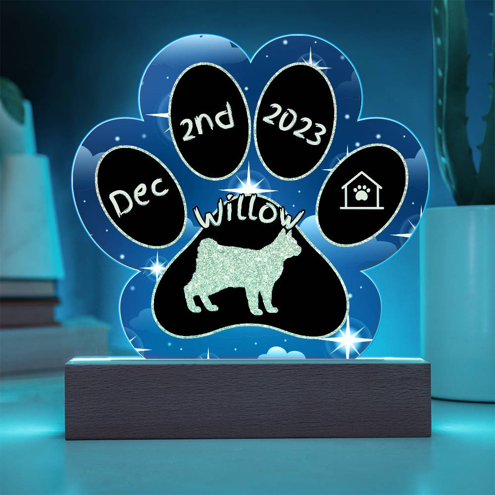 American Bobtail cat 7 inch acrylic Gotcha Day plaque with custom paw print