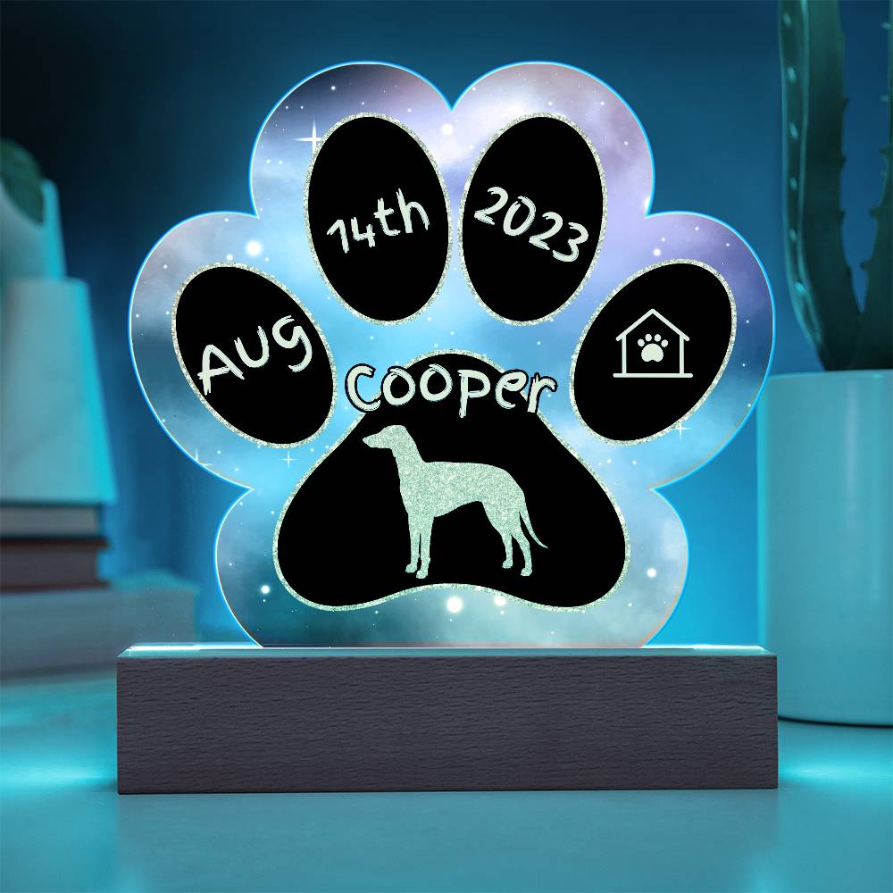 Sloughi - Personalized Dog Gotcha Day 7" Acrylic Paw Print Plaque