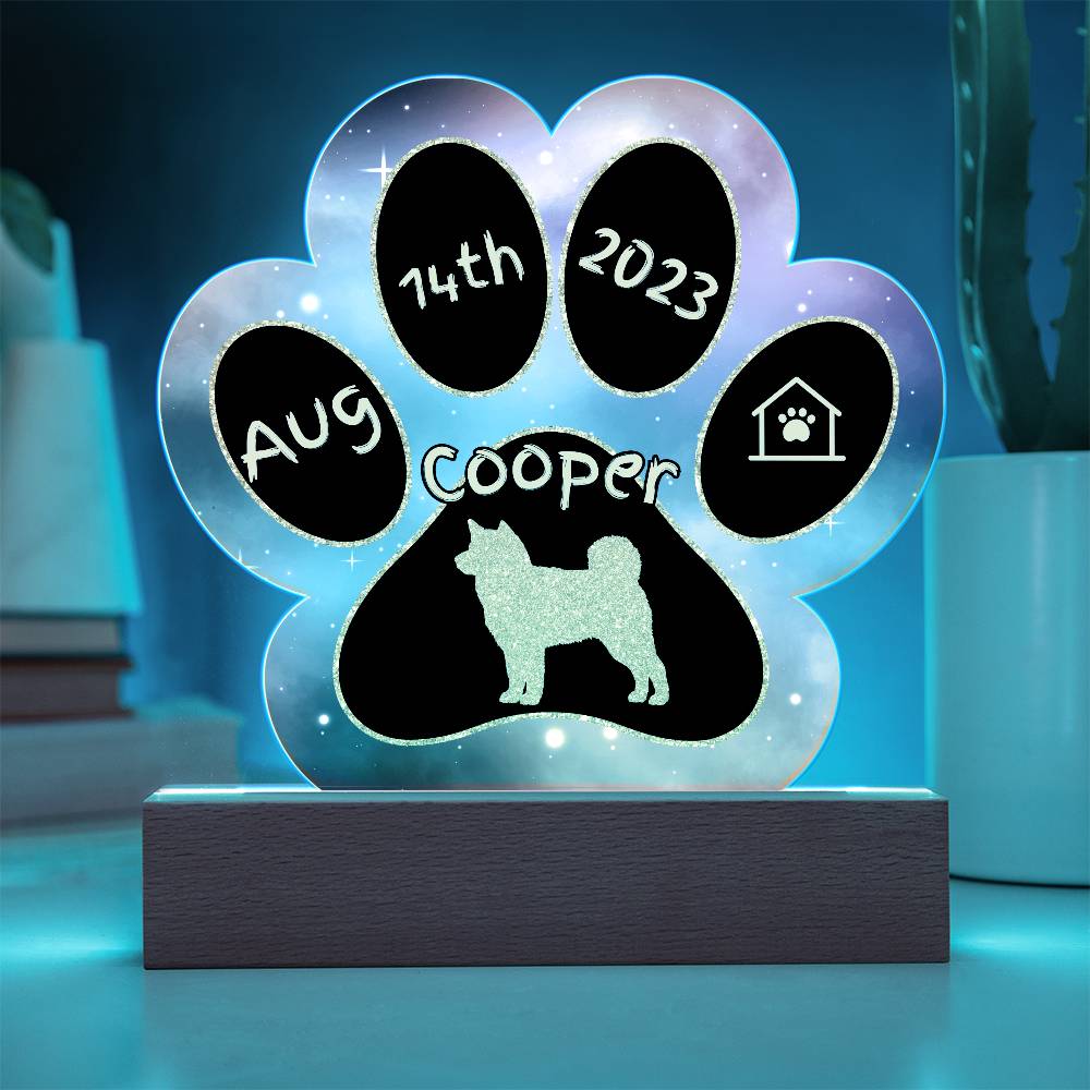 7" Acrylic Paw Print Plaque - Shiba Inu - Custom Dog Adoption Gift for Shiba Inu Enthusiasts