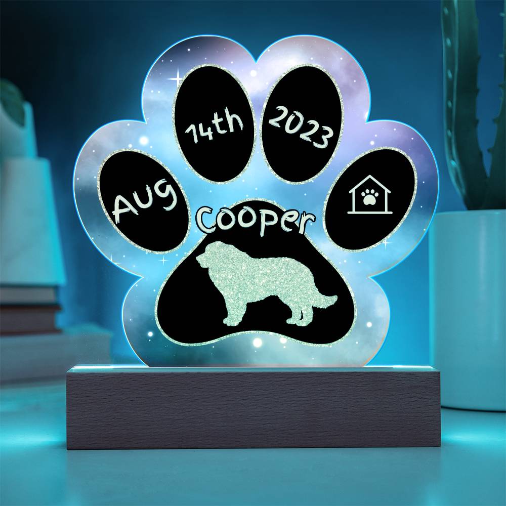 Great Pyrenees - Personalized Dog Gotcha Day 7" Acrylic Paw Print Plaque