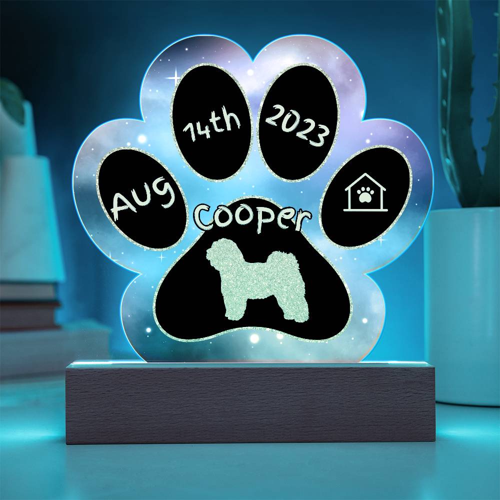 Tibetan Terrier - Personalized Dog Gotcha Day 7" Acrylic Paw Print Plaque