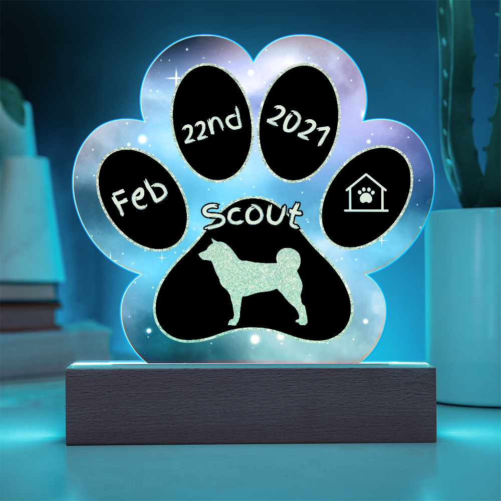 Akita Inu - Personalized Dog Gotcha Day 7" Acrylic Paw Print Plaque