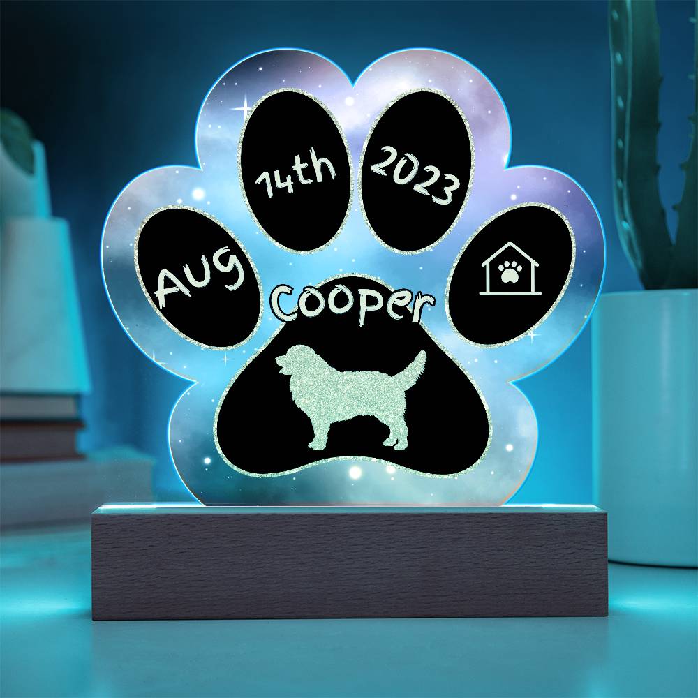 Leonberger - Personalized Dog Gotcha Day 7" Acrylic Paw Print Plaque
