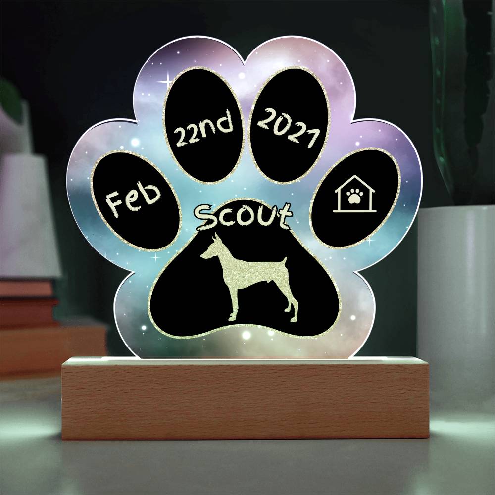 Doberman - Personalized Dog Gotcha Day 7" Acrylic Paw Print Plaque