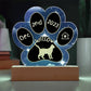 Russian Blue cat 7" personalized Gotcha Day paw print acrylic plaque