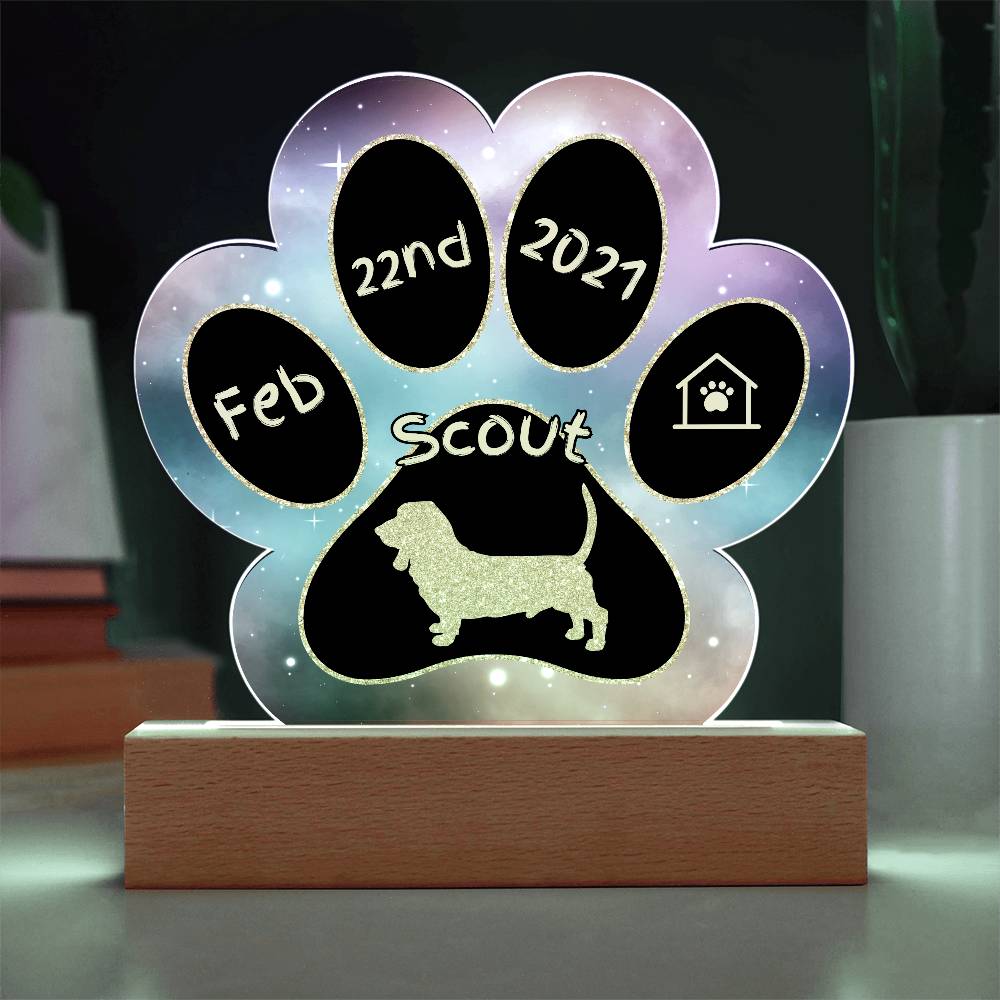 Basset Hound - Personalized Dog Gotcha Day 7" Acrylic Paw Print Plaque