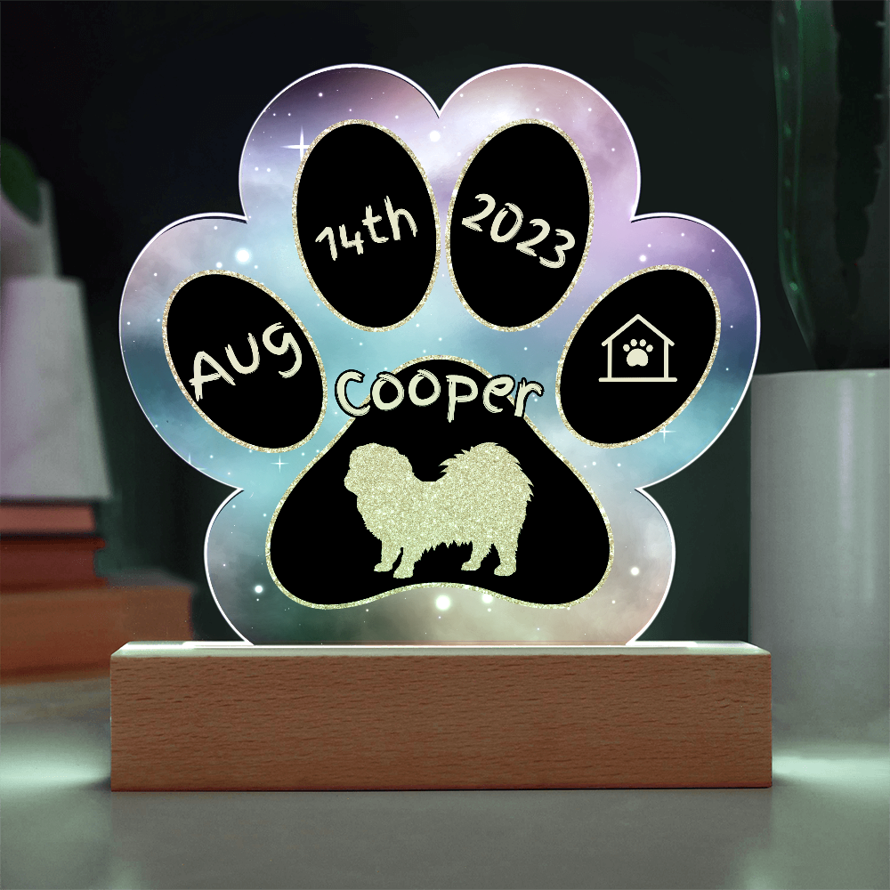 Pekingese - Personalized Dog Gotcha Day 7" Acrylic Paw Print Plaque