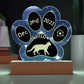 Serrade Petit cat 7" acrylic Gotcha Day plaque with custom paw print