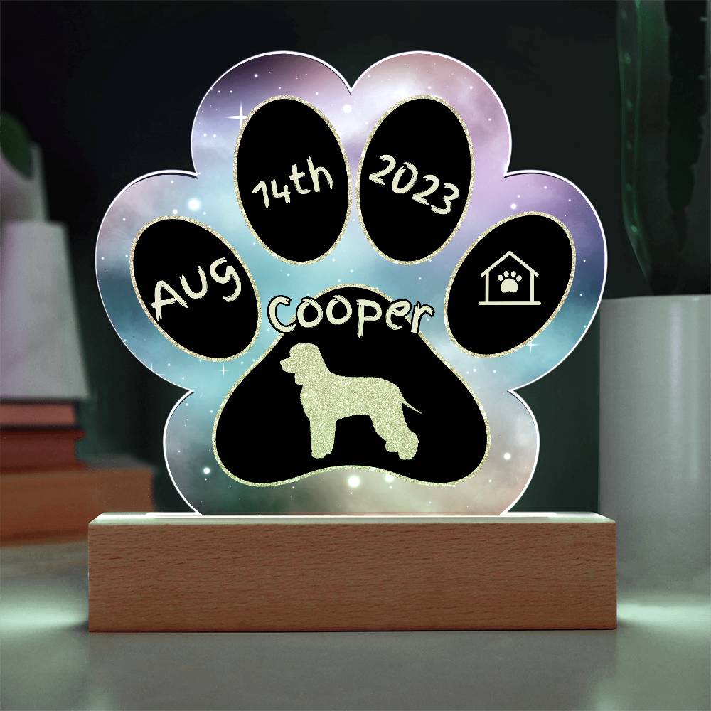 Irish Water Spaniel - Personalized Dog Gotcha Day 7" Acrylic Paw Print Plaque