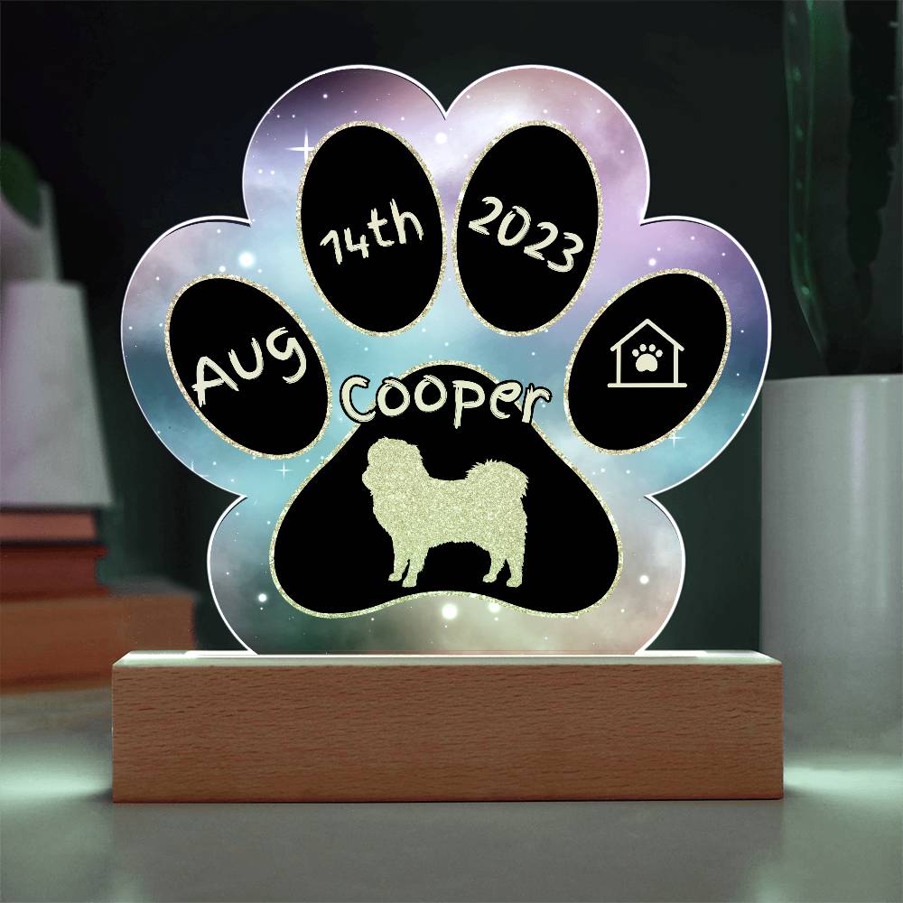 Japanese Chin - Personalized Dog Gotcha Day 7" Acrylic Paw Print Plaque