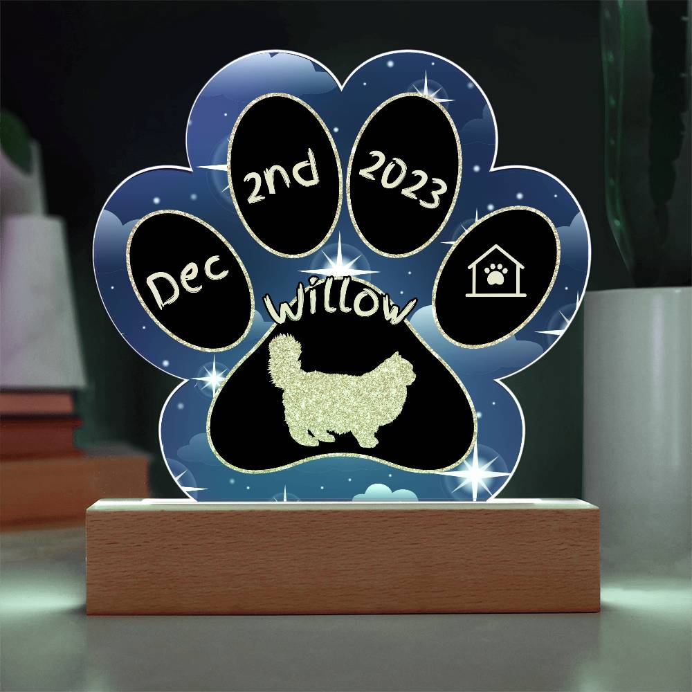 Ragdoll cat 7 inch acrylic Gotcha Day paw print plaque custom