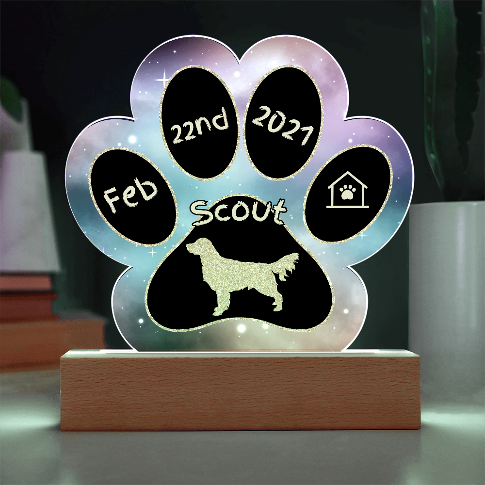 Golden Retriever - Personalized Dog Gotcha Day 7" Acrylic Paw Print Plaque