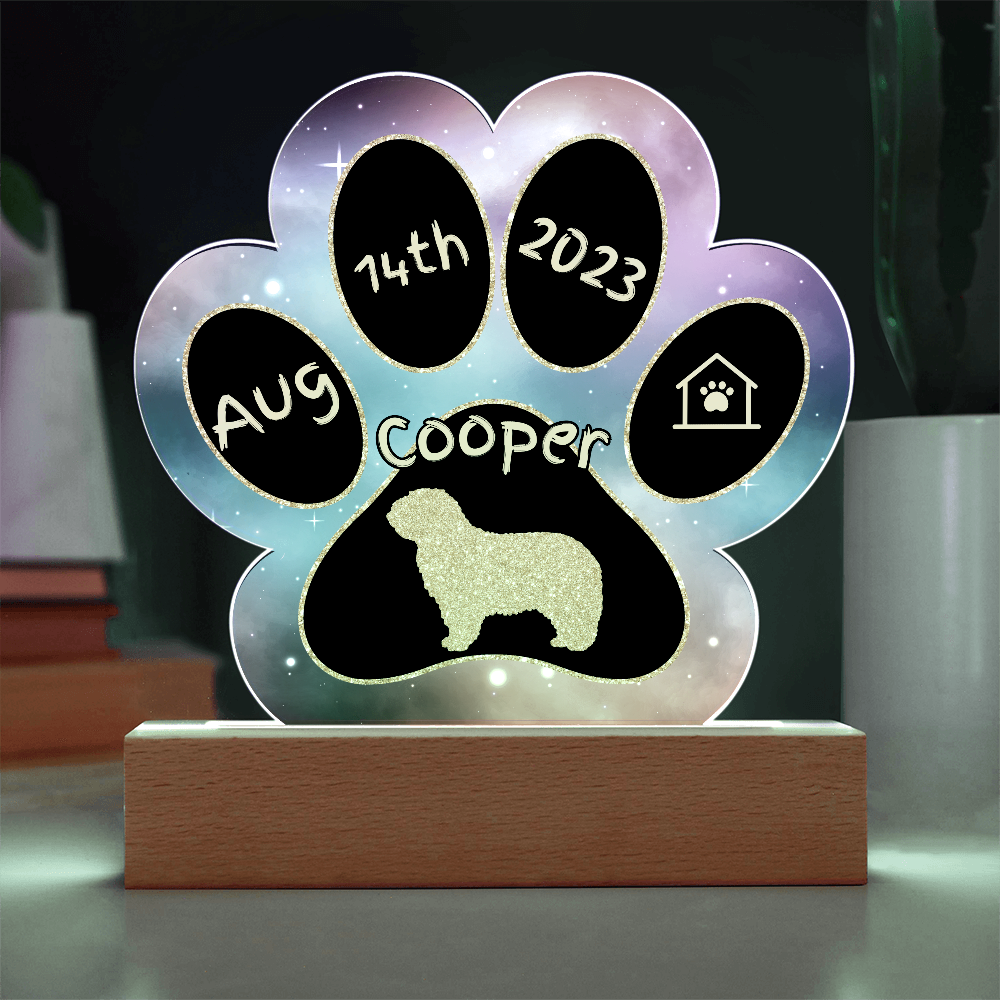 Komondor - Personalized Dog Gotcha Day 7" Acrylic Paw Print Plaque