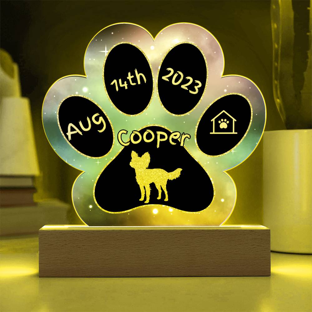 Papillon - Personalized Dog Gotcha Day 7" Acrylic Paw Print Plaque