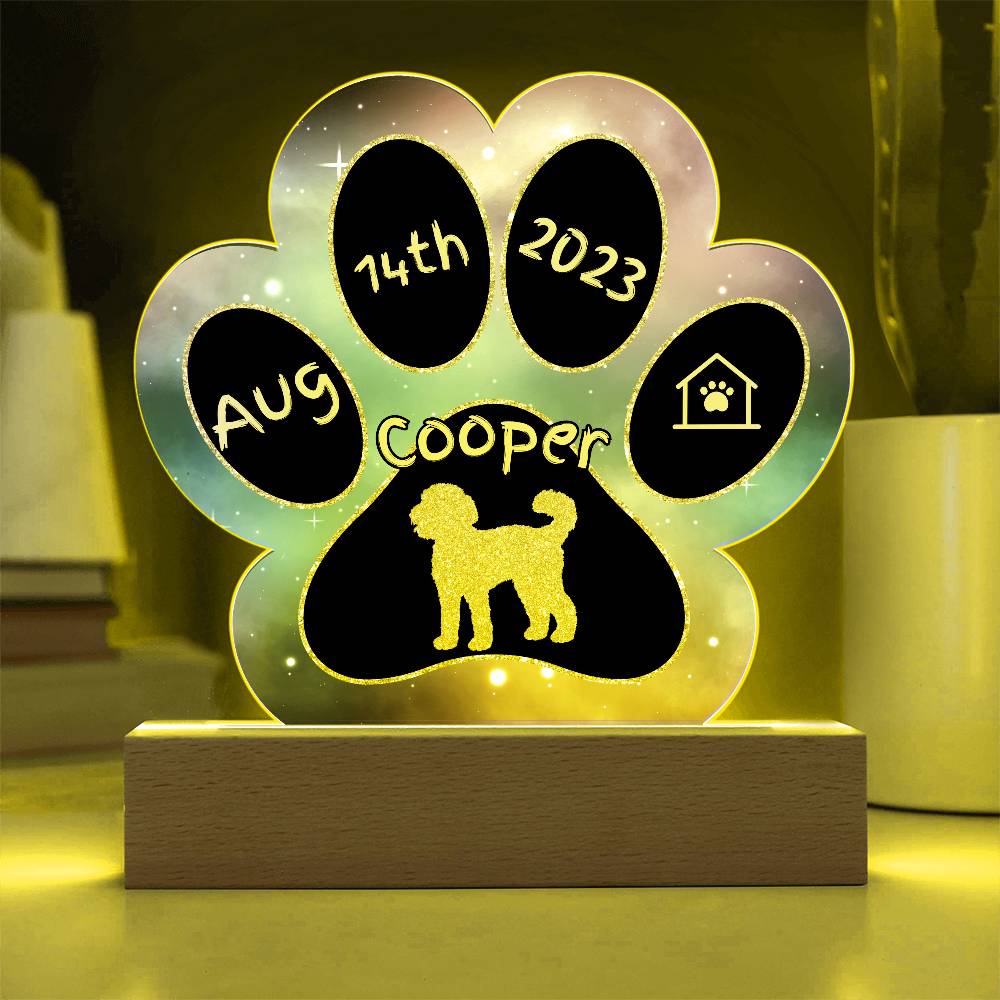 Labradoodle - Personalized Dog Gotcha Day 7" Acrylic Paw Print Plaque