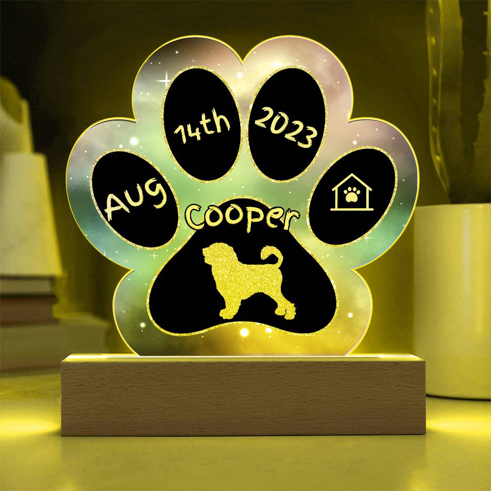 Portuguese Water Dog - Personalized Dog Gotcha Day 7" Acrylic Paw Print Plaque