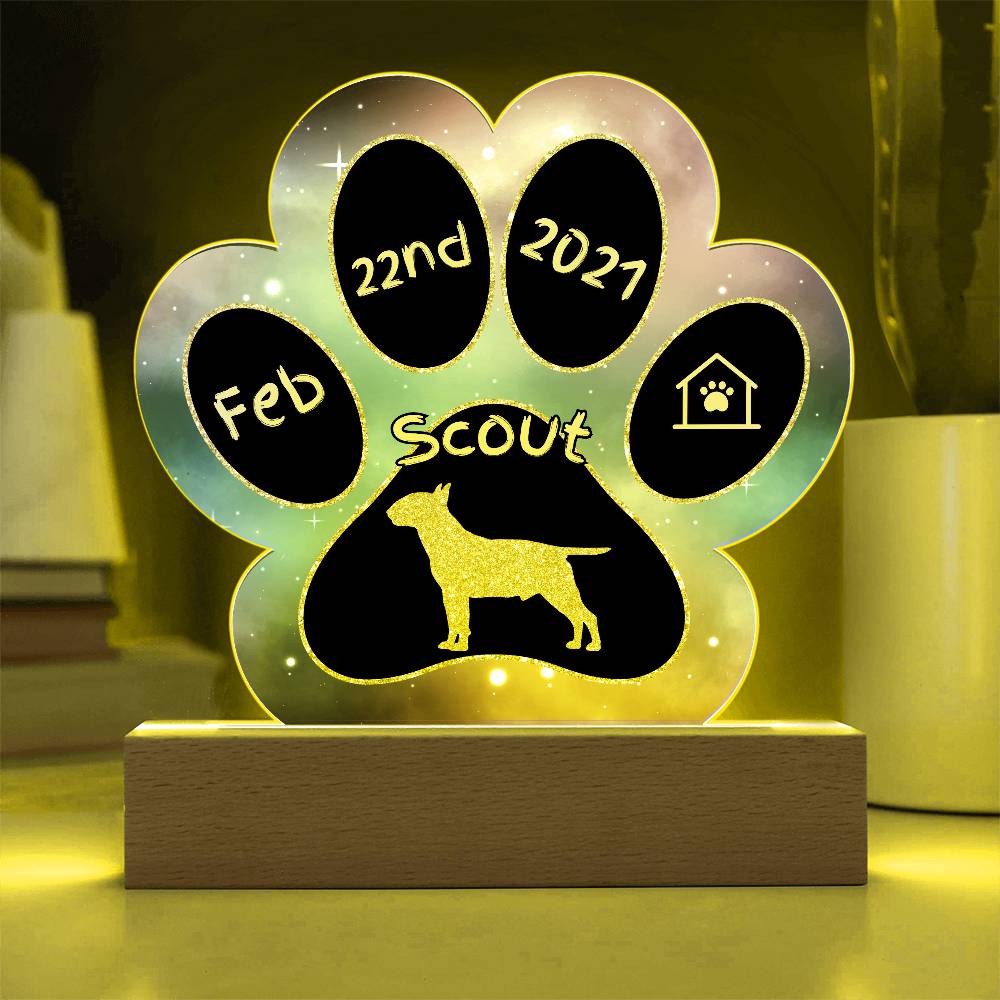 Bull Terrier - Personalized Dog Gotcha Day 7" Acrylic Paw Print Plaque