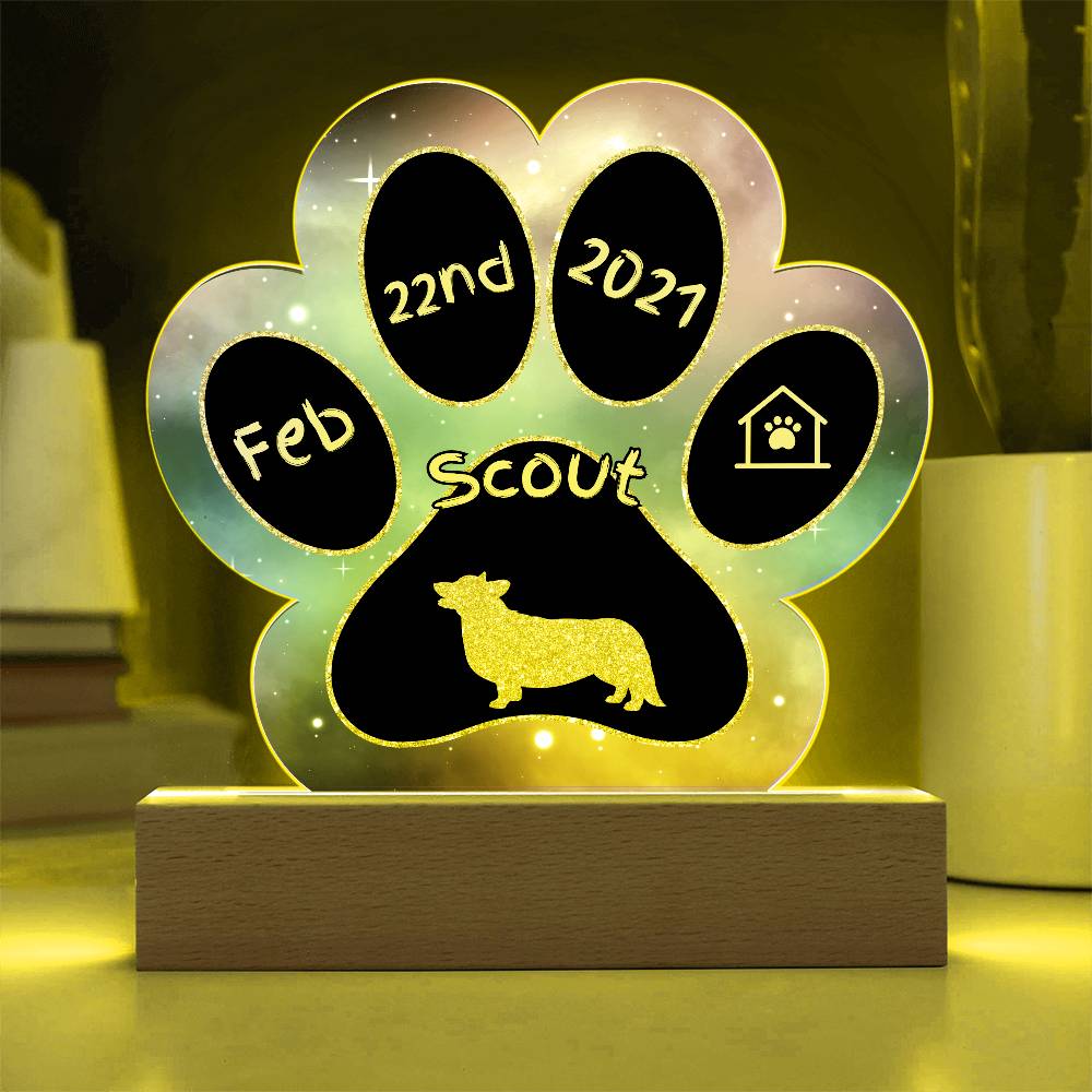 Pembroke Welsh Corgi - Personalized Dog Gotcha Day 7" Acrylic Paw Print Plaque