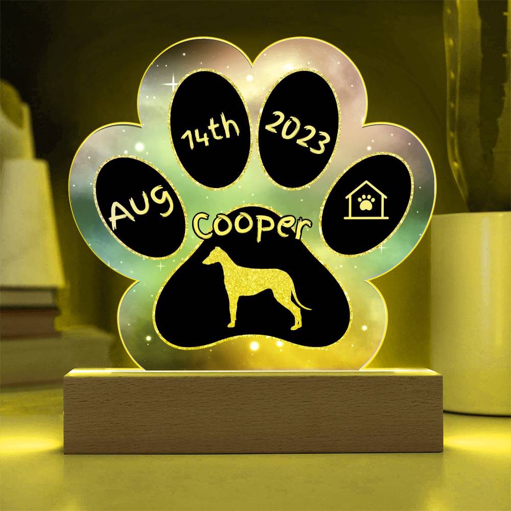 Greyhound - Personalized Dog Gotcha Day 7" Acrylic Paw Print Plaque