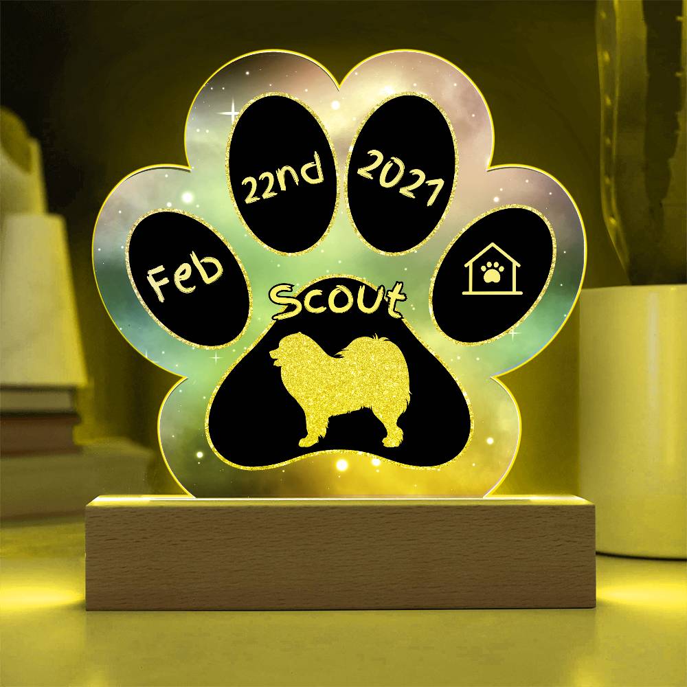 Samoyed - Personalized Dog Gotcha Day 7" Acrylic Paw Print Plaque
