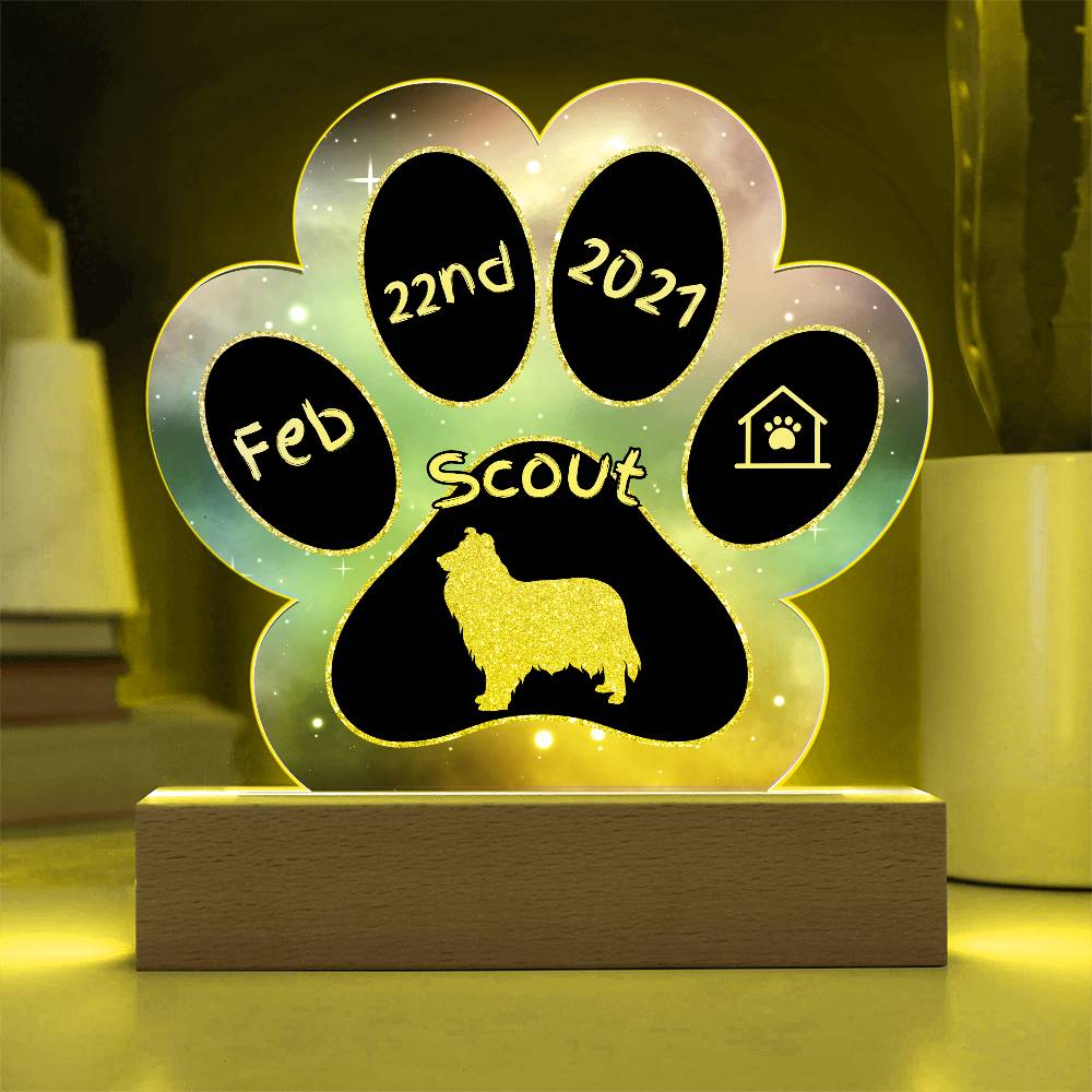 Collie - Personalized Dog Gotcha Day 7" Acrylic Paw Print Plaque