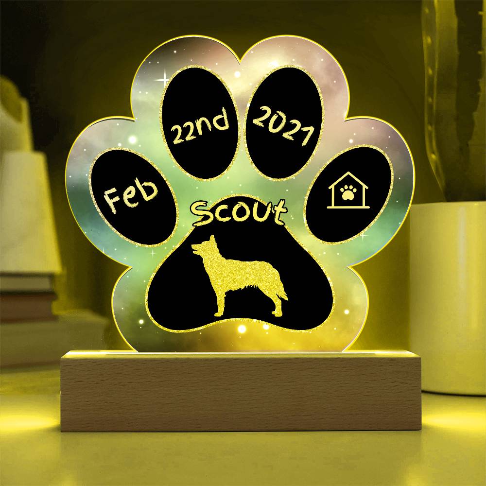 Mudi - Personalized Dog Gotcha Day 7" Acrylic Paw Print Plaque