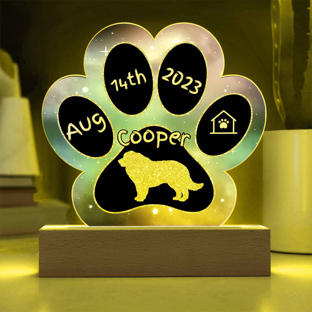 Great Pyrenees - Personalized Dog Gotcha Day 7" Acrylic Paw Print Plaque